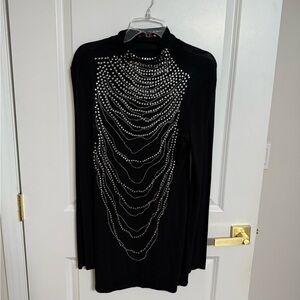 Chic Black Top with Silver Accents